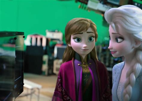 frozen iii behind the scenes|elsa and anna getting shots.